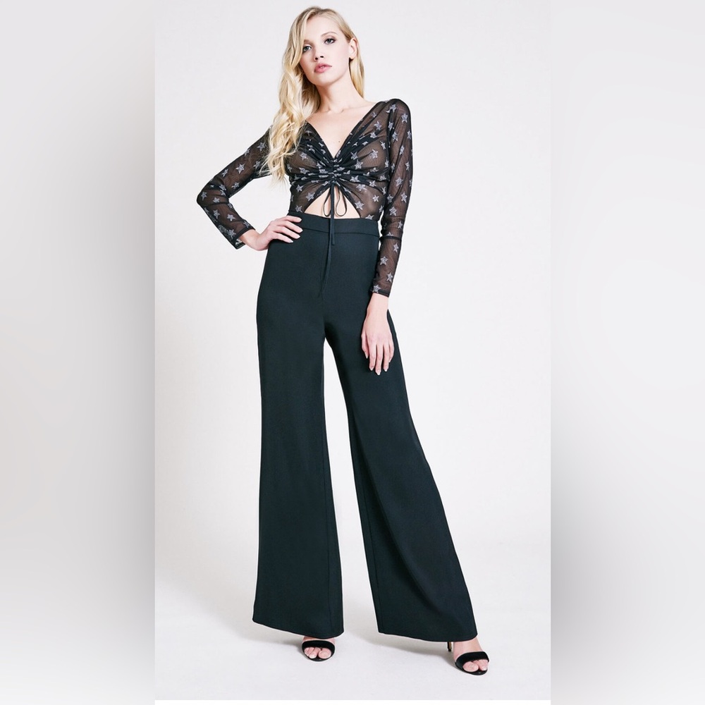 Tadashi Shoji KARLIE METALLIC STAR TIE-FRONT JUMPSUIT, size‎ 4